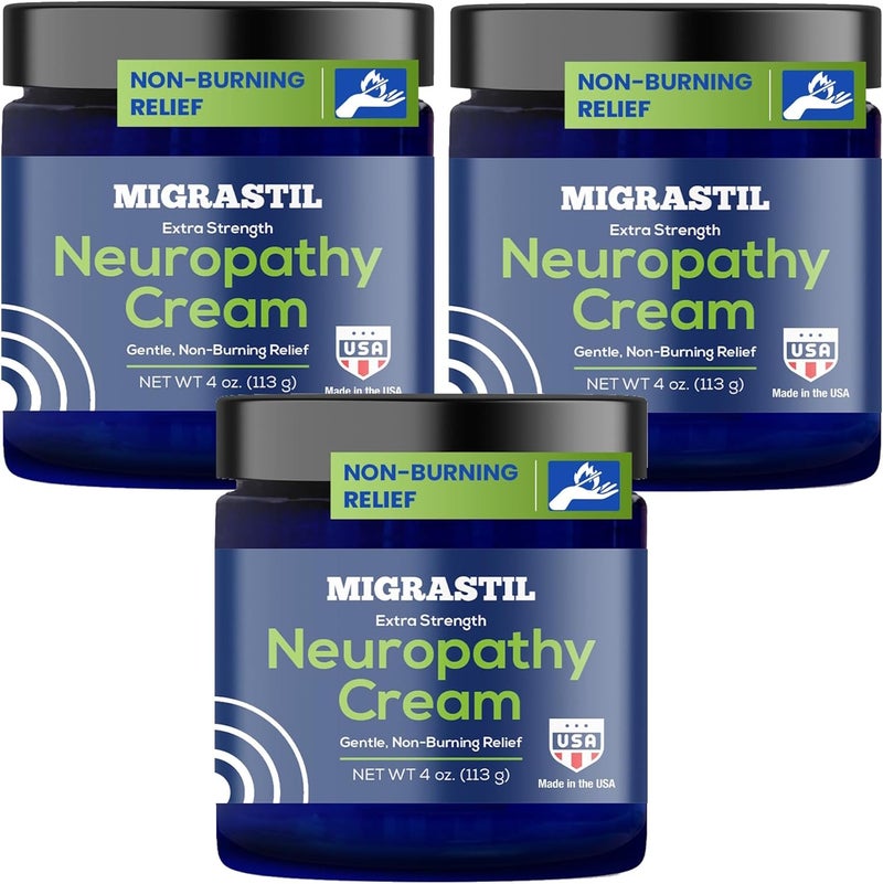 Basic Vigor Migrastil Neuropathy Relief Cream Extra Strength for Feet, Legs, and Hands 3-Pack. Made in The USA. Vegan and Cruelty-Free, Non-Greasy, Gentle, Non-Burning with Cooling Effect. - Image 1